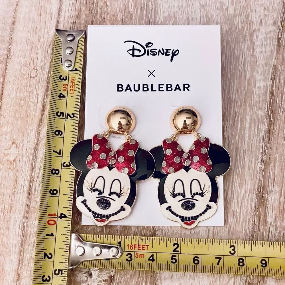 NWT Gorgeous BAUBLEBAR Disney Minnie mouse head/face drop long colorful earrings
